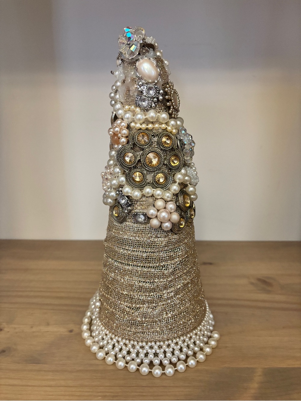 Pearl-Rhinestone Decorative Cone/Jewelry Tree - DIY/Craft - unfinished - Picture 3 of 5